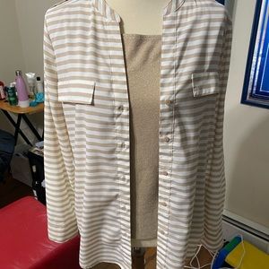 Two tops Liz Claiborne and metallic Calvin Klein combo